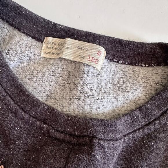 Zara Gray Butterfly Sequin Embroidered Sweatshirt - Size 8 - Picture 3 of 3